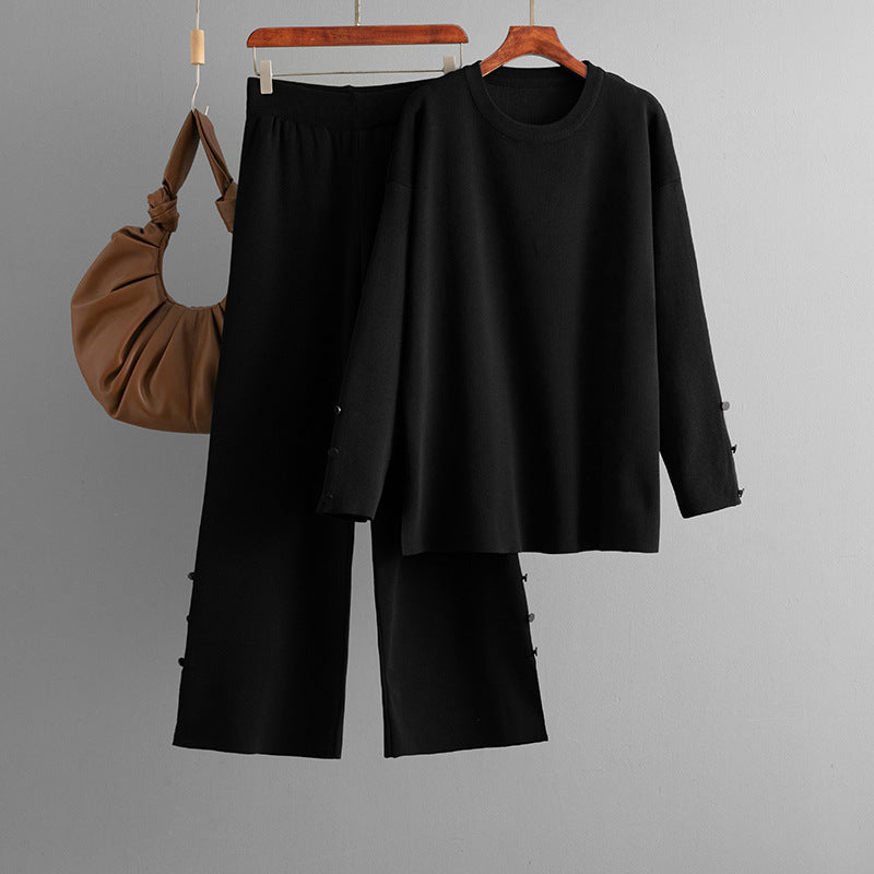 Solid color sweater set for women