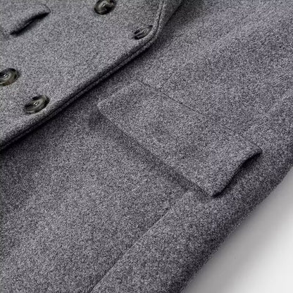 Button long woolen jacket