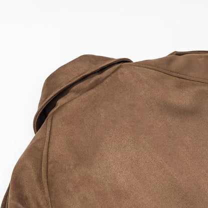 Suede textured long windbreaker jacket