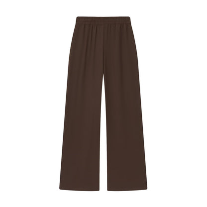 Knot decoration crepe shirt+straight leg pants set