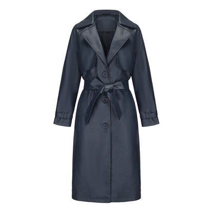 Long loose jacket with a lapel jacket