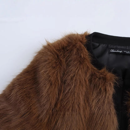 Versatile faux fur effect long sleeved jacket