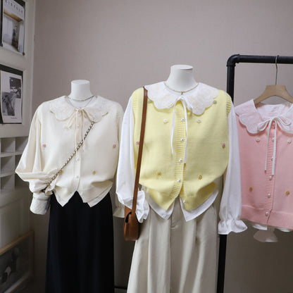 Two-piece Set for Women: Shirt + Knitted Vest, Fashionable and Youthful Look