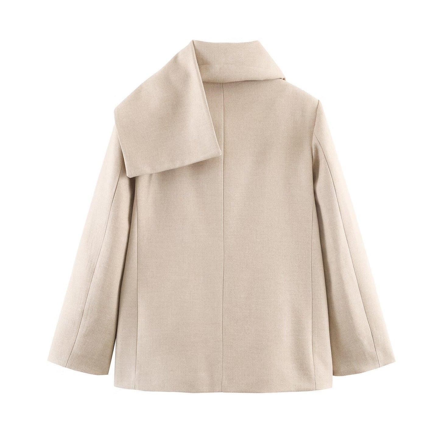 Elegant long sleeved scarf collar suit jacket