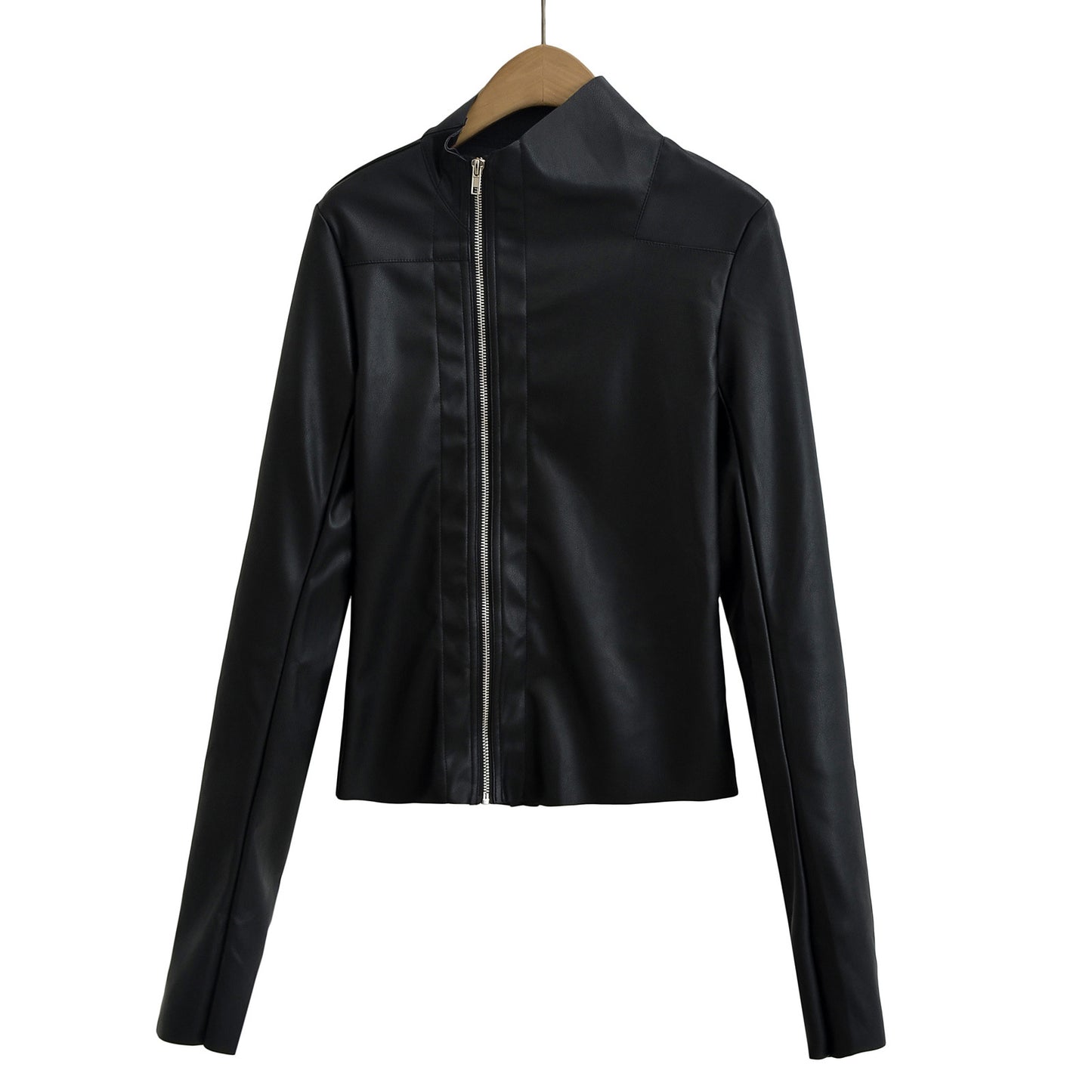Tailored side zipper irregular jacket leather jacket