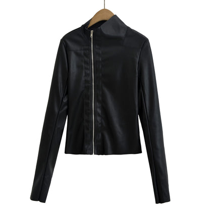 Tailored side zipper irregular jacket leather jacket