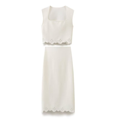 Fashion embroidered top+skirt set for women