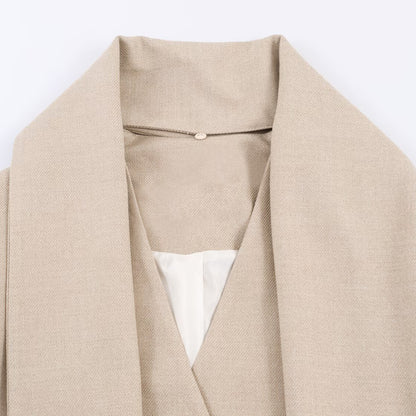Elegant long sleeved scarf collar suit jacket