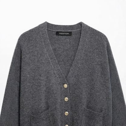 Simple metal long sleeved knitted cardigan jacket