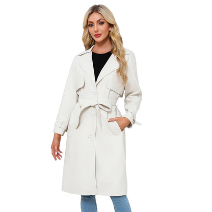 Long loose jacket with a lapel jacket