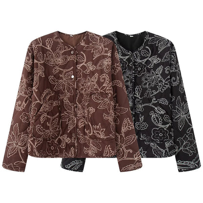 Quilted printed jacket cotton jacket
