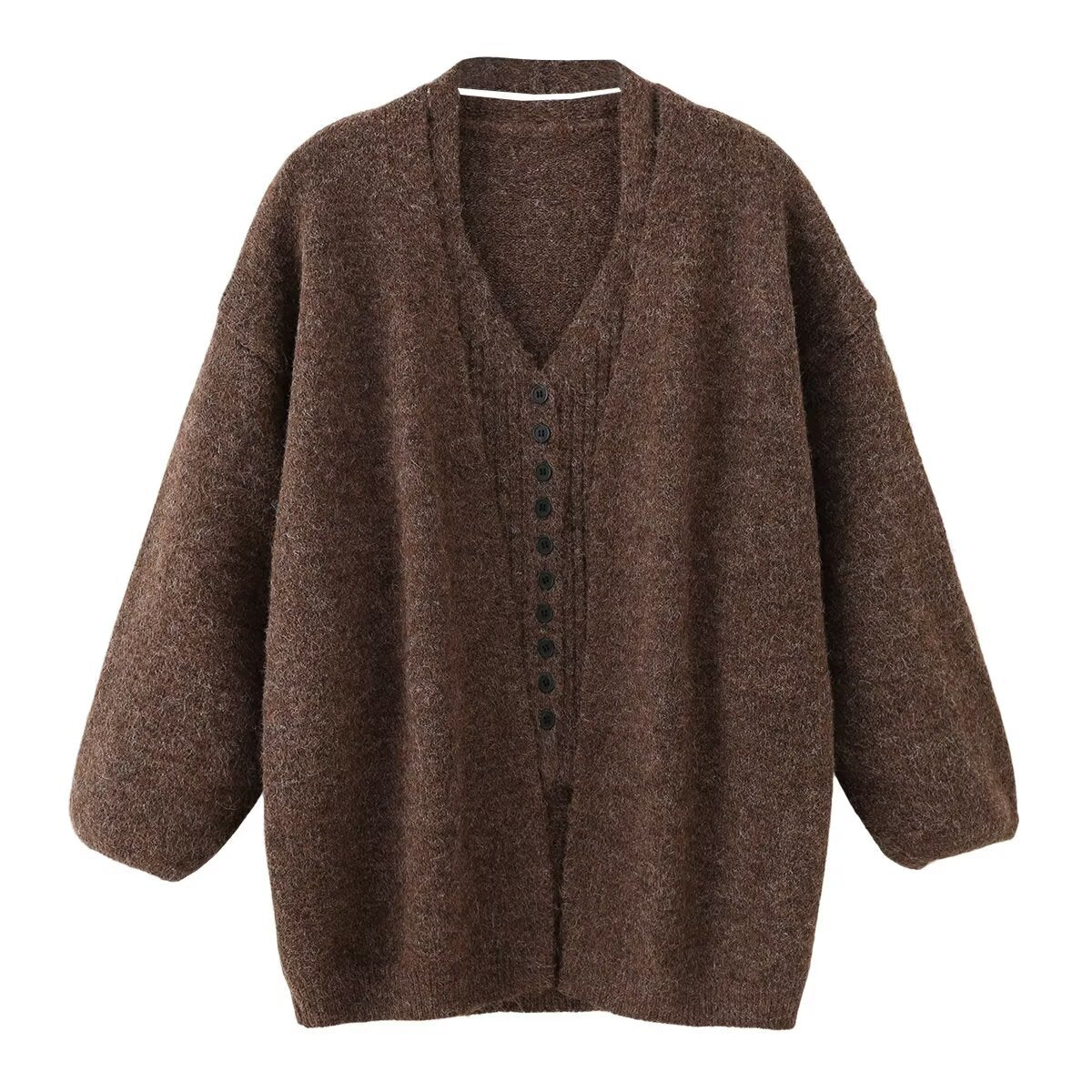 Two piece set of neck hanging vest and cardigan jacket sweater