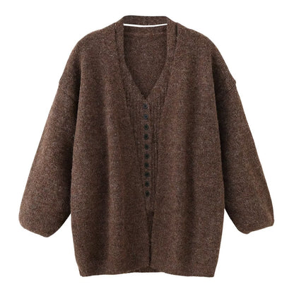 Two piece set of neck hanging vest and cardigan jacket sweater
