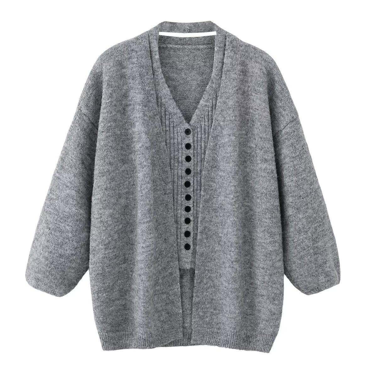 Two piece set of neck hanging vest and cardigan jacket sweater