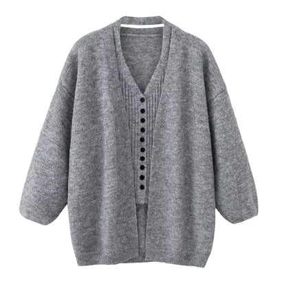 Two piece set of neck hanging vest and cardigan jacket sweater