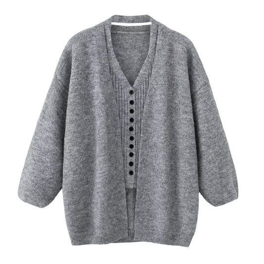 Two piece set of neck hanging vest and cardigan jacket sweater