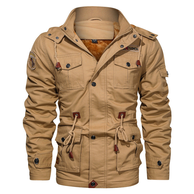 Zipper three-dimensional patch pocket short jacket