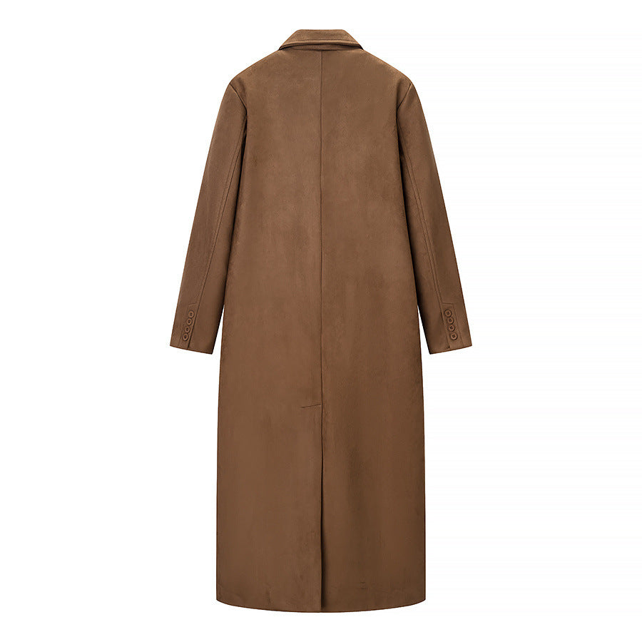 Suede textured long windbreaker jacket