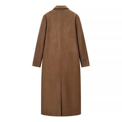 Suede textured long windbreaker jacket