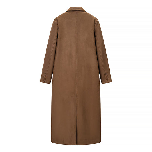 Suede textured long windbreaker jacket