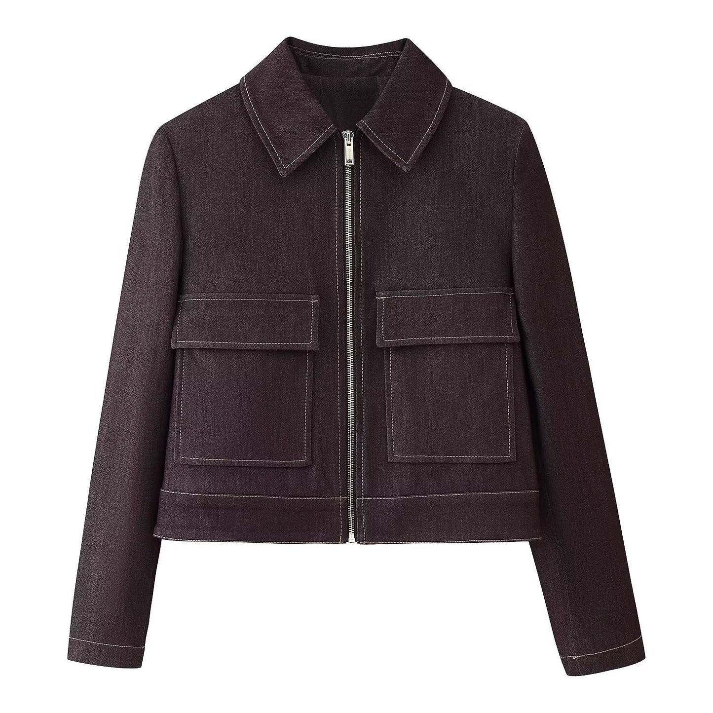 Flip pocket jacket+flared pants set