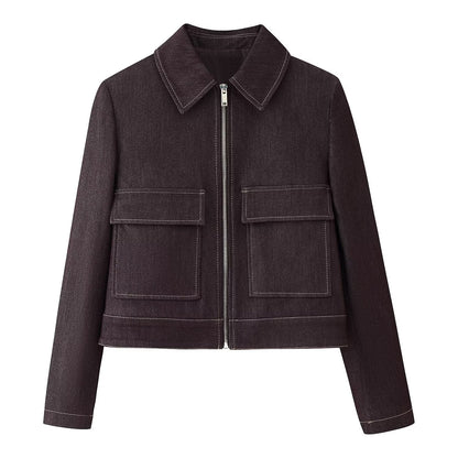 Flip pocket jacket+flared pants set