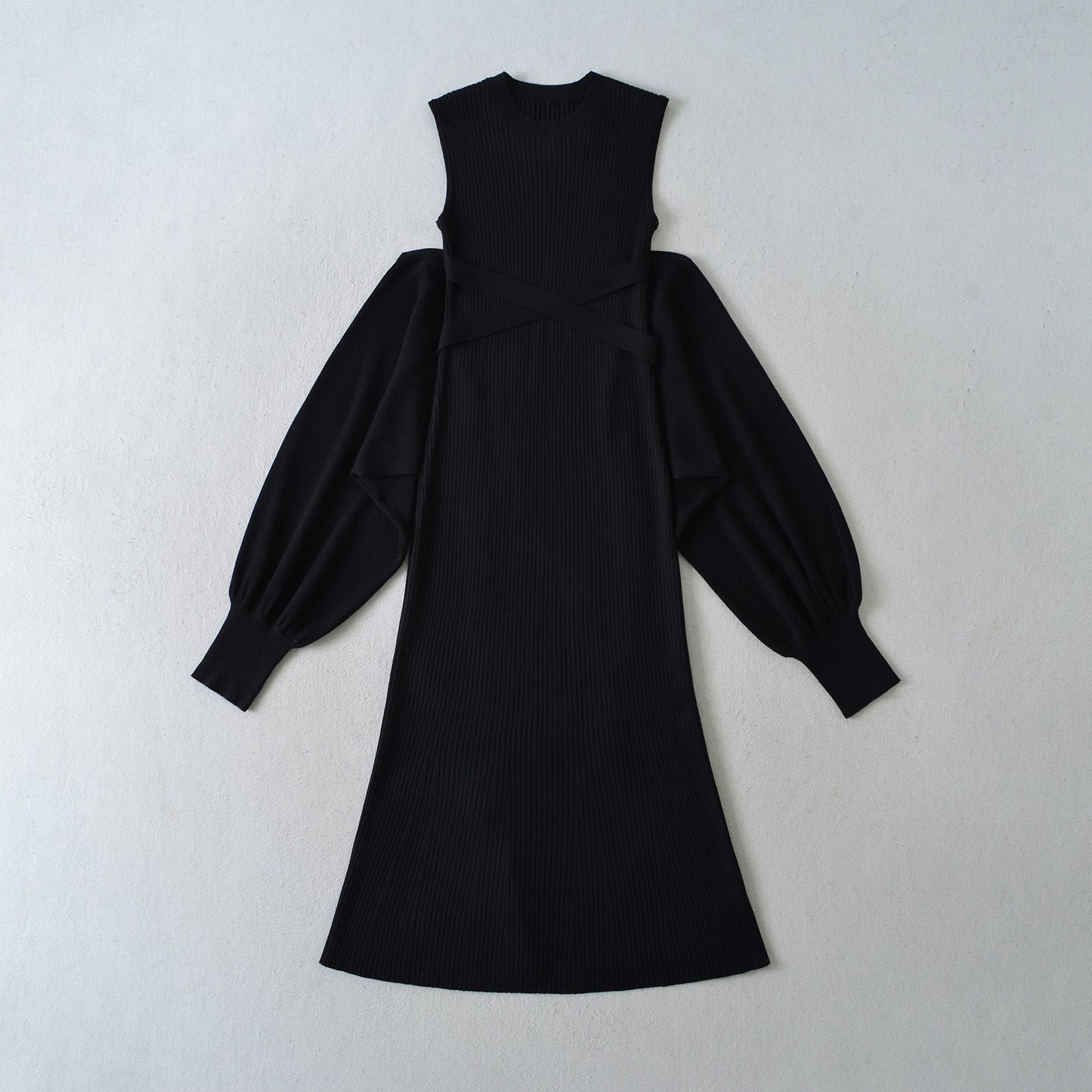 Thread slimming figure enhancing knitted skirt shawl two-piece set