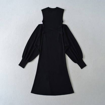 Thread slimming figure enhancing knitted skirt shawl two-piece set