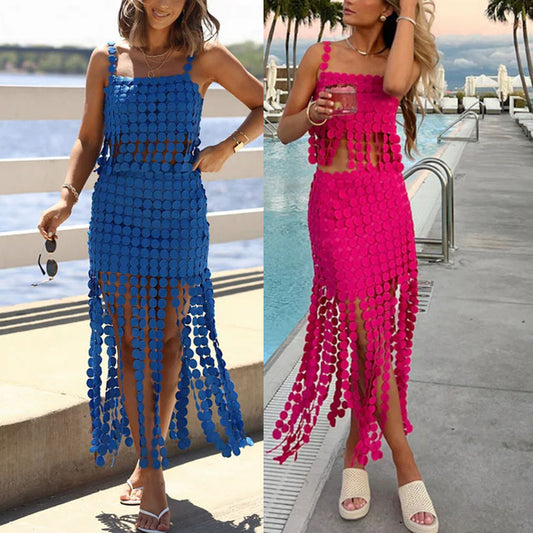 Tassel camisole top set