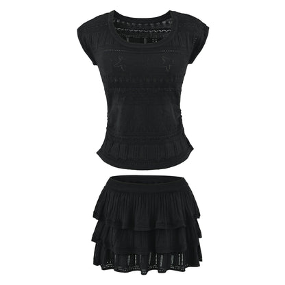 Slim fit short sleeved top and skirt set