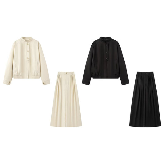 Button jacket jacket+pants set