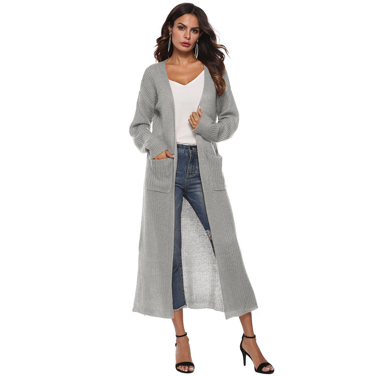 Split large pocket long jacket