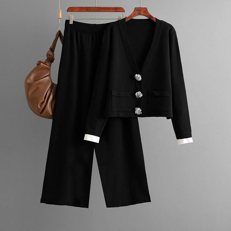 Top+casual wide leg pants two-piece set