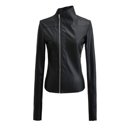 Tailored side zipper irregular jacket leather jacket