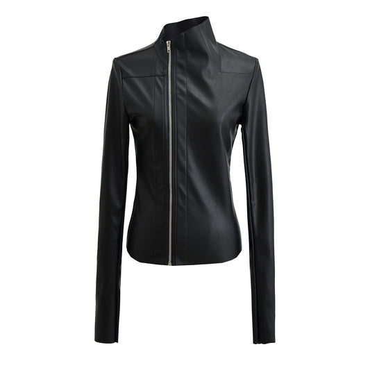 Tailored side zipper irregular jacket leather jacket