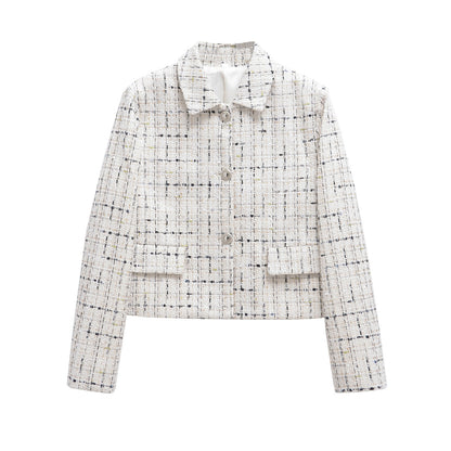 Xiaoxiangfeng textured checkered long sleeved suit jacket
