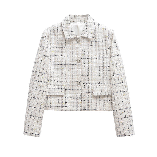Xiaoxiangfeng textured checkered long sleeved suit jacket