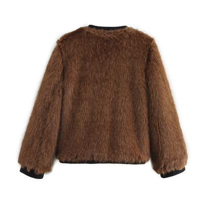 Versatile faux fur effect long sleeved jacket
