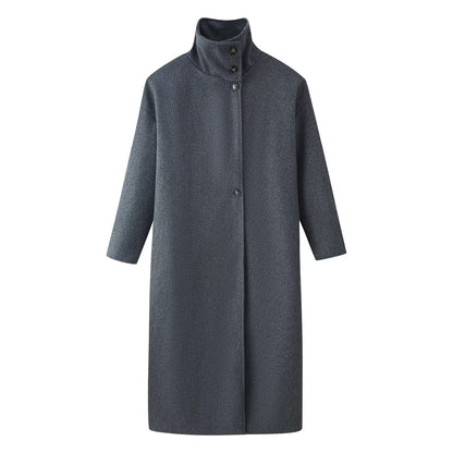 Loose long woolen coat jacket