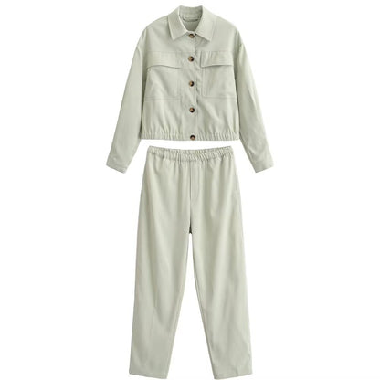 Flip pocket short jacket+leg cinching pants