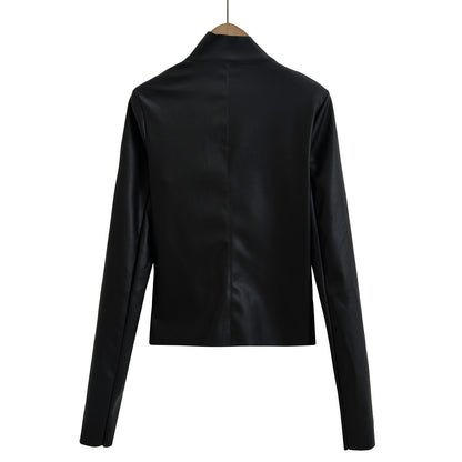 Tailored side zipper irregular jacket leather jacket