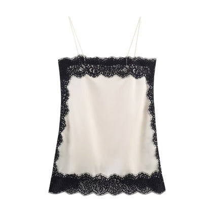 Splicing lace camisole+skirt set