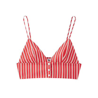 Fashion striped top+mini skirt set