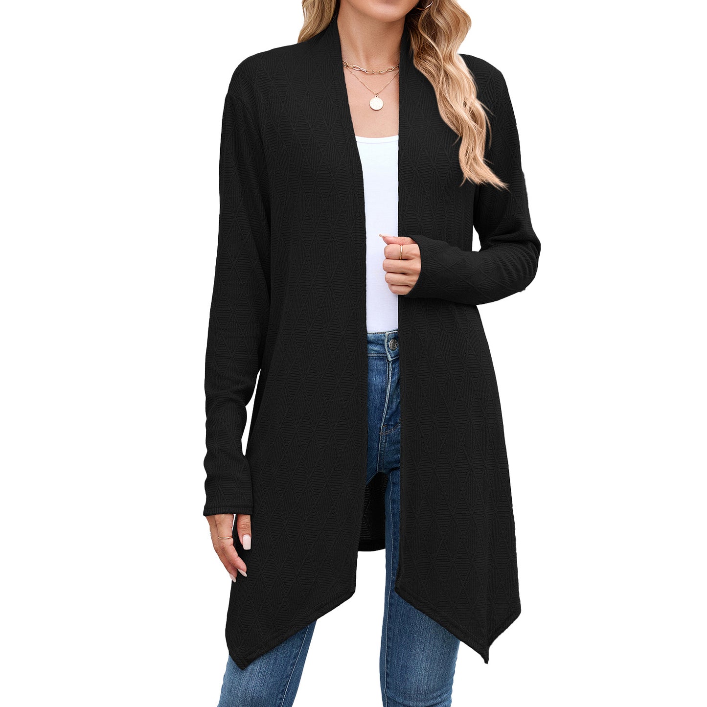 Long sleeved cardigan jacket women's long top