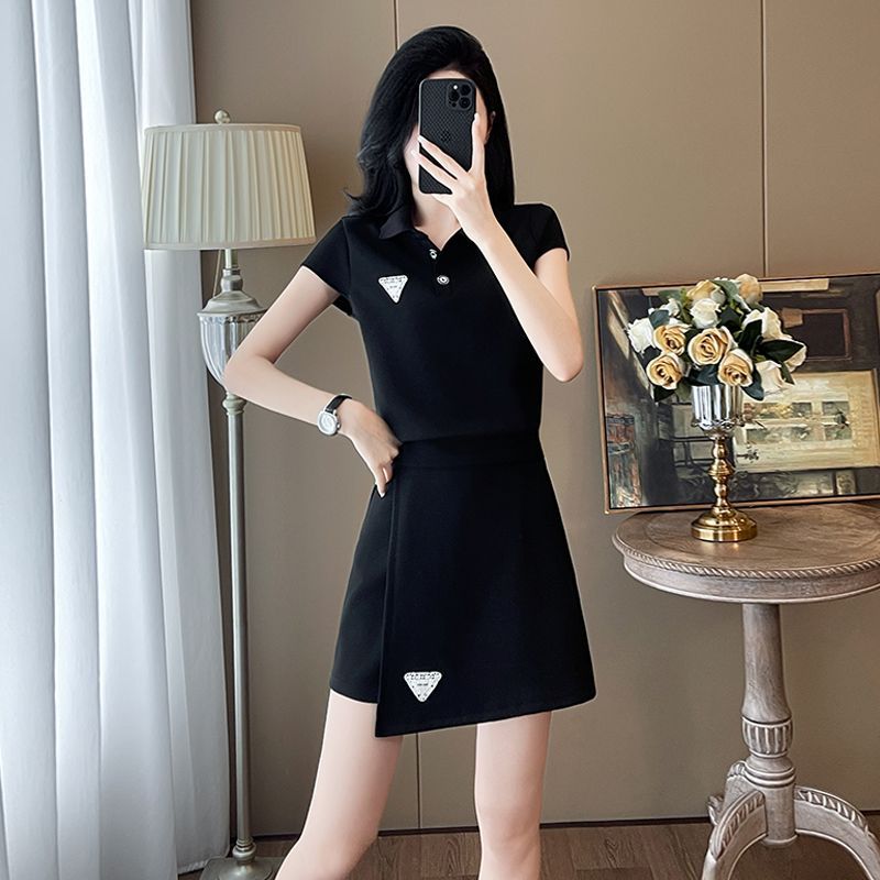 Casual High-Quality Lapel Short Sleeve Dress Set