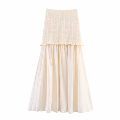 Women's Knit Jacket + One-Shoulder Tube Top + Patchwork Dress Set