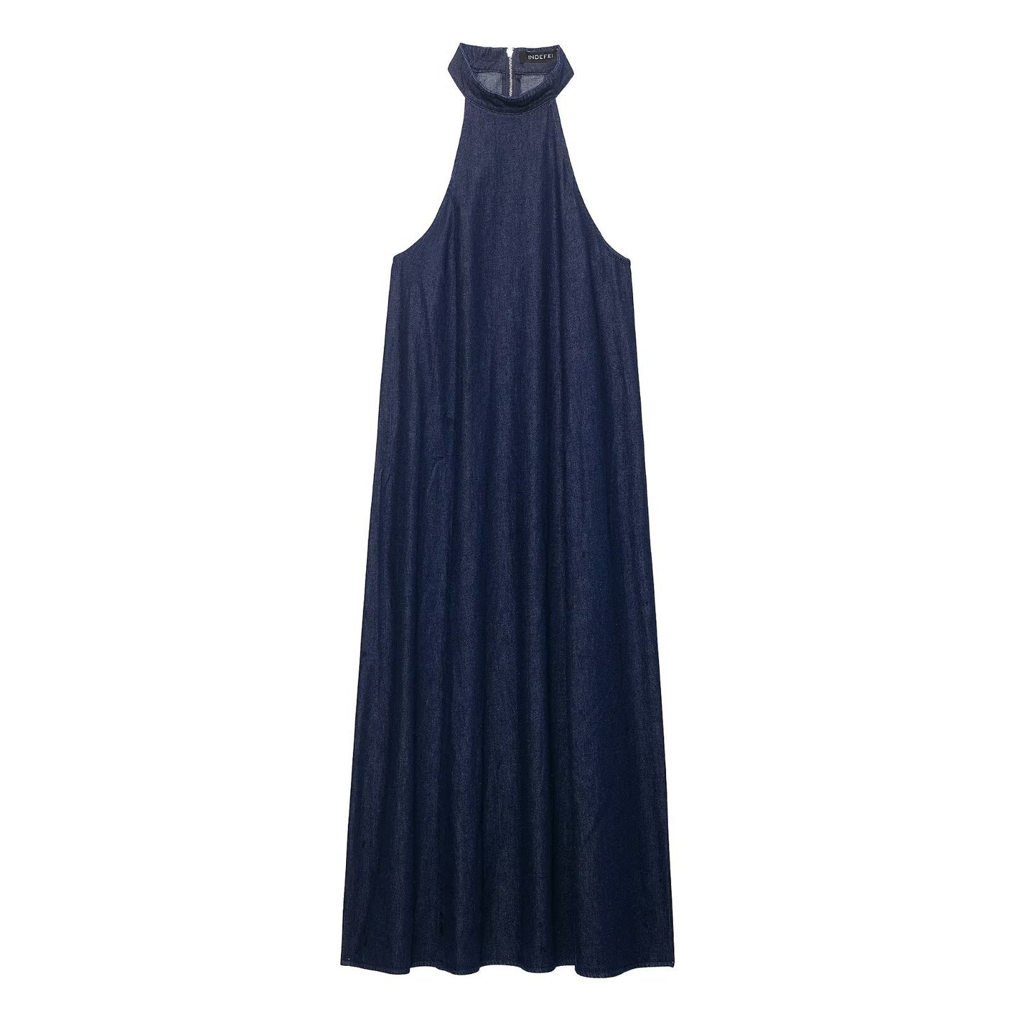 Hanging neck denim dress