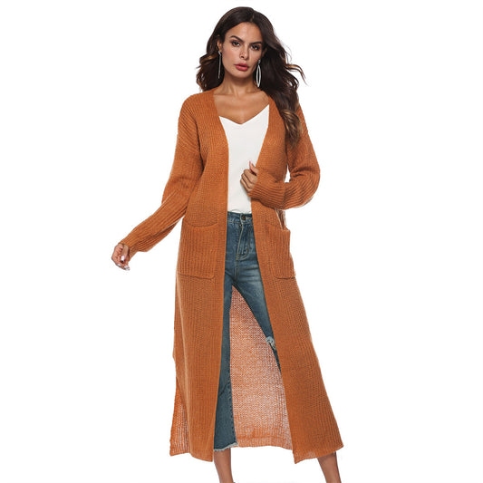 Split large pocket long jacket