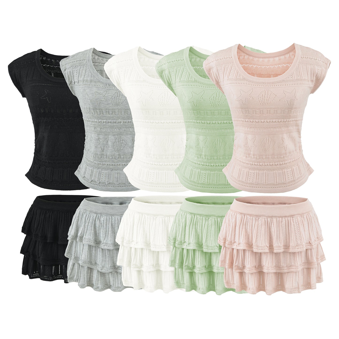 Slim fit short sleeved top and skirt set
