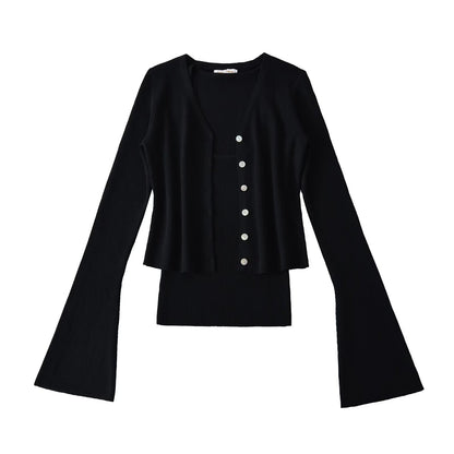 Bottom two-piece vest cardigan top knit set